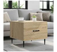 Coffee Table Sonoma Oak Engineered Wood 49x50x40cm Black Legs & Drawer Modern UK