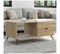 Coffee Table Sonoma Oak Engineered Wood 90x50x40cm Vintage Storage Black Legs UK