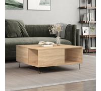 Coffee Table Sonoma Oak White 80x80x36.5cm Engineered Wood Modern Metal Legs Top