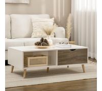 Homcom Modern Coffee Tables For Living Room W/ Storage Shelves, White White