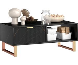 Coffee Table Storage Unit End Centre Side Rectangular Drawers Marble Effect