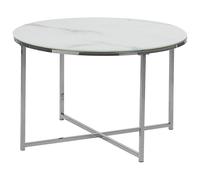 Coffee Table QUINCY Tempered Glass Marble/ Silver