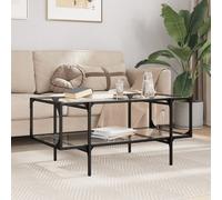 Coffee Table transparent glass 98.5x50x45 cm engineered wood & steel midcentury