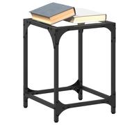 Coffee Table Transparent Glass Top 30x30x40 cm Engineered Wood Steel Mini Frame