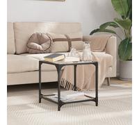 Coffee Table Transparent Glass Top 40x40x40 cm Engineered Wood Steel Modern Slim