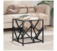 Coffee Table Transparent Glass Top 40x40x41 cm Engineered Wood Steel Frame Home