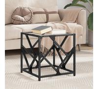 Coffee Table Transparent Glass Top 40x40x41 cm Engineered Wood & Steel Modern