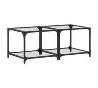 Coffee Table Transparent Glass Top 50x50x40cm Engineered Wood Steel Modern Frame