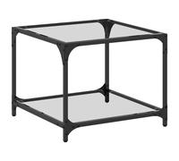 Coffee Table Transparent Glass Top 50x50x40cm Engineered Wood Steel Modern Frame