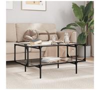 Coffee Table Transparent Glass Top 98.5x50x45 cm Engineered Wood Steel Frame XL