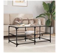 Coffee Table Transparent Glass Top 98.5x50x45 cm Engineered Wood Steel ModernXL
