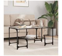 Coffee Table Transparent Glass Top 98.5x50x45cm Engineered Wood Steel ModernChic