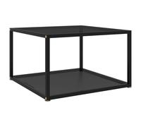 Coffee Table Transparent Tempered Glass 5mm 2-Tier 60x60x35cm Steel Frame Modern