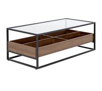 Beliani Coffee Table WACO Tempered Glass Black with Storage, Black