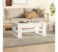 Coffee table white 102x55x45 cm engineered wood modern minimalist with shelf UK