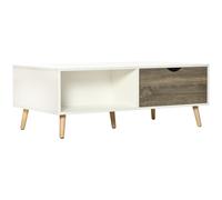 Coffee Table White 106x58x39.5cm Particle Board Modern Storage 2-Drawer ShelfTop