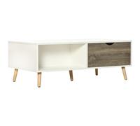 Coffee Table White 106x58x39.5cm Particle Board Modern Storage 2-Drawer ShelfTop