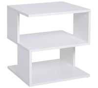 Coffee Table White 43x40x40cm Particle Board Square 2-Tier Side Storage Compact
