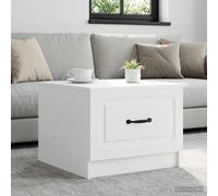Coffee Table White 49x50x37cm Engineered Wood Vintage Style 1 Drawer Sturdy 60kg