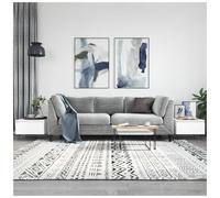 Coffee Table White 50x46x35 cm Engineered Wood & Metal Modern with Drawer 2 pcs