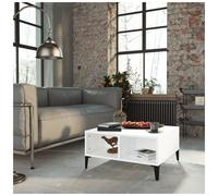 Coffee Table White 60x60x30 cm Engineered Wood 2 Shelves Modern Compact Everyday