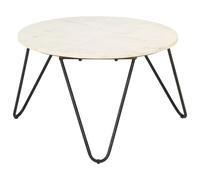 Coffee Table White 65x65x42 cm Real Stone with Marble Texture Berkfield Home White One Size