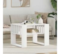 Coffee Table White 66x49.5x45cm Engineered Wood Rectangular 2-Shelf Modern Home