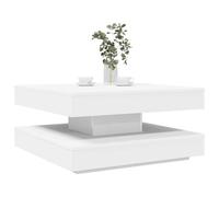 Coffee Table White 70x70x34.5cm Engineered Wood 360° Rotating Storage with Shelf