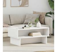 Coffee Table White 80x46x35 cm Engineered Wood 2-Tier Modern Storage Table Homes