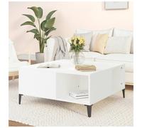 Coffee Table White 80x80x36.5cm Engineered Wood Industrial Square with 1 Shelf.