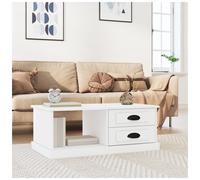 Coffee Table White 90x50x35 cm Engineered Wood Modern Drawer Shelf Storage Area
