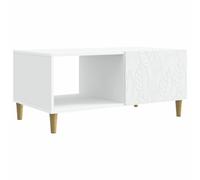 Coffee Table White 90x50x40cm Engineered Wood Rectangular with Brown Legs +Shelf