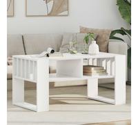 Coffee table White 92x49.5x45cm Engineered Wood Rectangular 2-Shelf Modern Chic