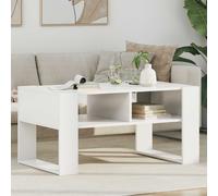 Coffee Table White 92x53x45cm Engineered Wood Modern Rectangular Storage Shelves