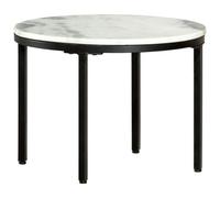 vidaXL Coffee Table White and Black Ã65cm Real Solid Marble Side Tea Desk
