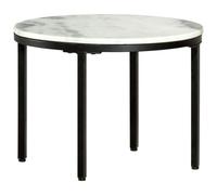 Coffee Table White Black Marble Top Ø50cm Black Powder-Coated Steel Legs Minimal