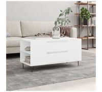Coffee Table White Engineered Wood 102x44.5x50cm Drawer Storage Modern Legs