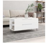 Coffee Table White Engineered Wood 102x44.5x50cm Drawer Storage Modern Legs