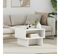 Coffee Table White Engineered Wood 48x46x35cm Rectangular 2-Shelf Modern Living