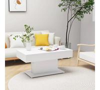 Coffee Table White Engineered Wood 96x50x45 cm Modern Minimalist Scandi Oak Look