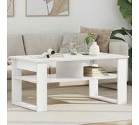 Coffee Table White Engineered Wood 96x54x44cm Modern Rectangular Storage Shelf