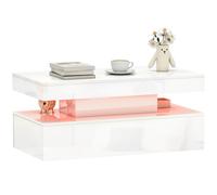 Homcom Led Coffee Table With Storage, High Gloss Living Room Table, White