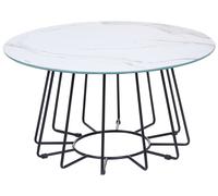 Beliani Coffee Table Bernie Tempered Glass White Marble