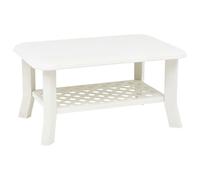 Coffee Table White Plastic 90x60x46cm Outdoor Weather-Resistant with Shelf Mini
