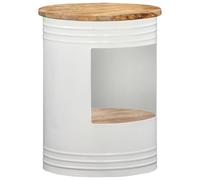 Coffee Table White Reclaimed Solid Wood Top Powder-Coated Iron Base 43 x 55 cm.