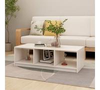 Coffee Table White Solid Pinewood 110x50x34 cm Shelf Chic Storage