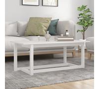 Coffee Table White Solid Pinewood 110x55x45 cm Rustic Minimalist Living Room UK