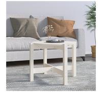 Coffee Table White Solid Pinewood Round Ø62.5 x 45cm Modern Rustic LivingRoom UK