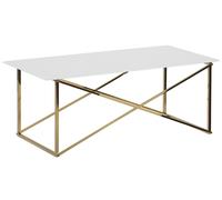 Beliani Coffee Table EMPORIA Tempered Glass White/ Gold, White