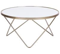 Beliani Coffee Table Meridian Tempered Glass White/ Gold